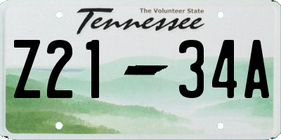 TN license plate Z2134A