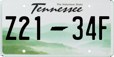 TN license plate Z2134F
