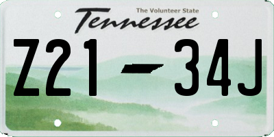TN license plate Z2134J