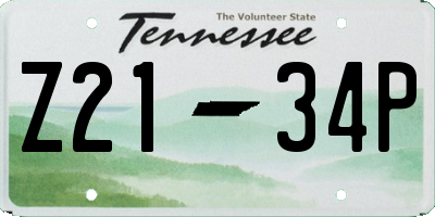 TN license plate Z2134P