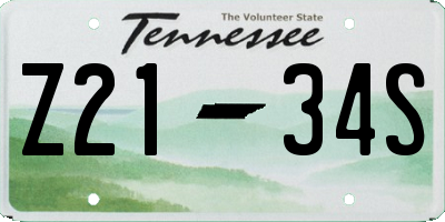 TN license plate Z2134S