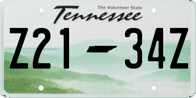 TN license plate Z2134Z