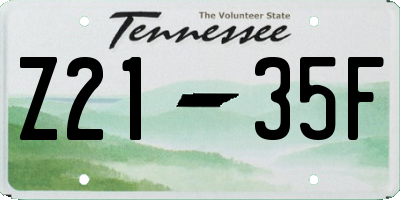 TN license plate Z2135F