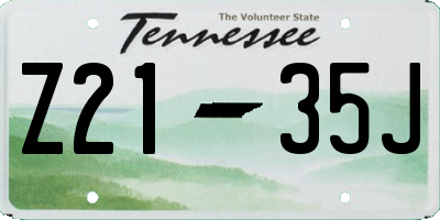 TN license plate Z2135J