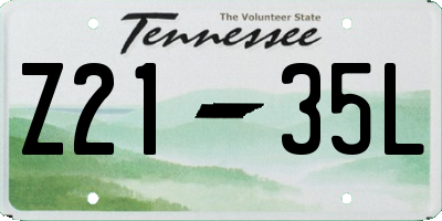 TN license plate Z2135L
