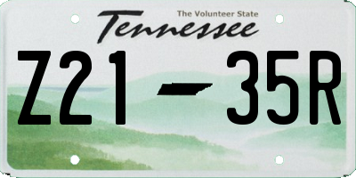 TN license plate Z2135R