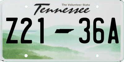 TN license plate Z2136A