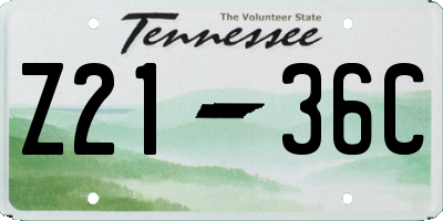 TN license plate Z2136C