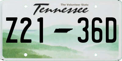 TN license plate Z2136D
