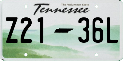 TN license plate Z2136L