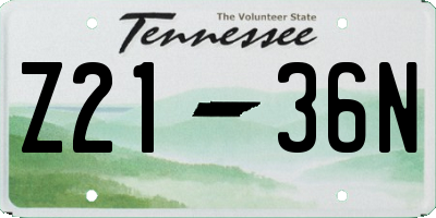 TN license plate Z2136N