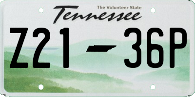 TN license plate Z2136P