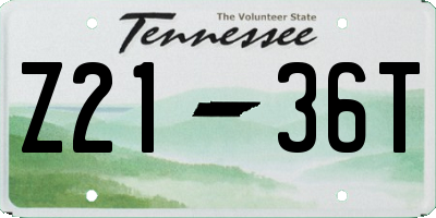 TN license plate Z2136T