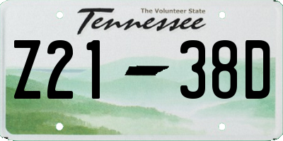 TN license plate Z2138D