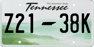 TN license plate Z2138K