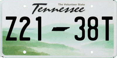 TN license plate Z2138T