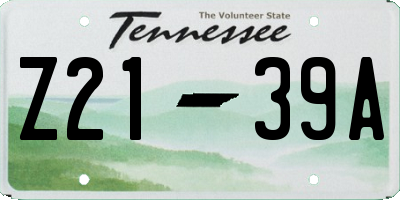 TN license plate Z2139A