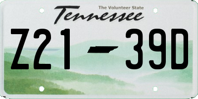 TN license plate Z2139D
