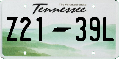 TN license plate Z2139L