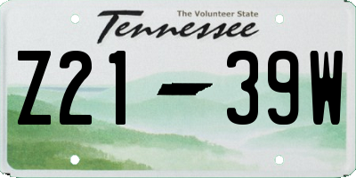 TN license plate Z2139W