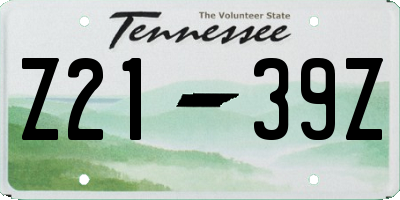 TN license plate Z2139Z