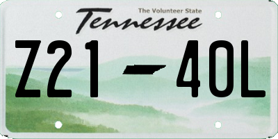 TN license plate Z2140L