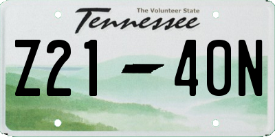 TN license plate Z2140N