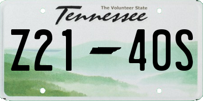 TN license plate Z2140S