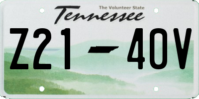 TN license plate Z2140V