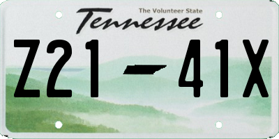 TN license plate Z2141X