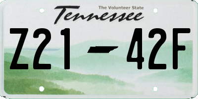 TN license plate Z2142F