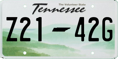 TN license plate Z2142G