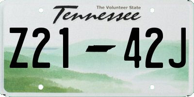 TN license plate Z2142J
