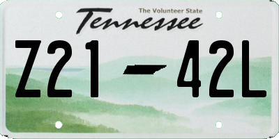 TN license plate Z2142L