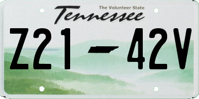 TN license plate Z2142V