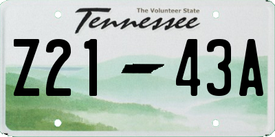 TN license plate Z2143A