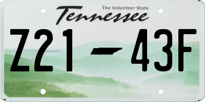 TN license plate Z2143F