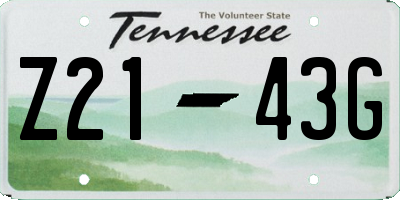 TN license plate Z2143G
