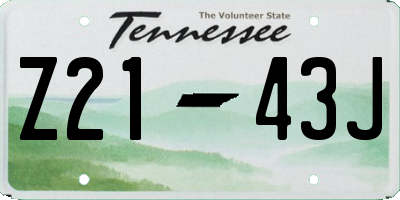 TN license plate Z2143J