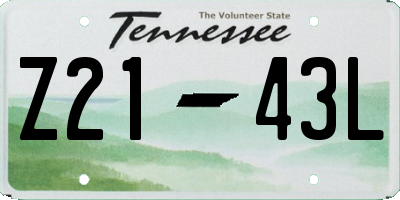 TN license plate Z2143L