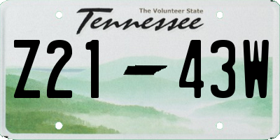 TN license plate Z2143W