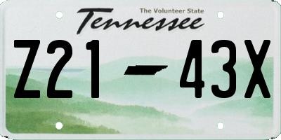 TN license plate Z2143X