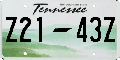 TN license plate Z2143Z