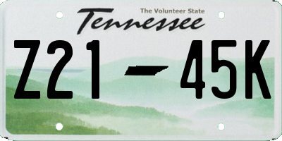 TN license plate Z2145K