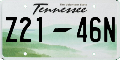 TN license plate Z2146N