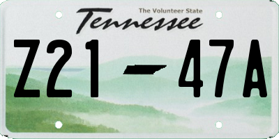 TN license plate Z2147A