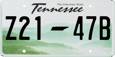 TN license plate Z2147B