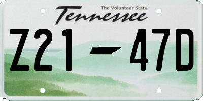 TN license plate Z2147D