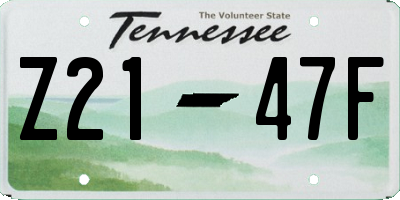 TN license plate Z2147F