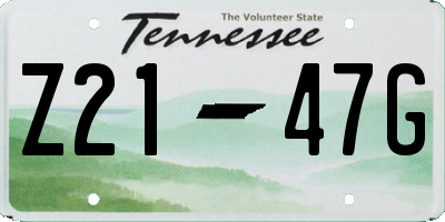 TN license plate Z2147G